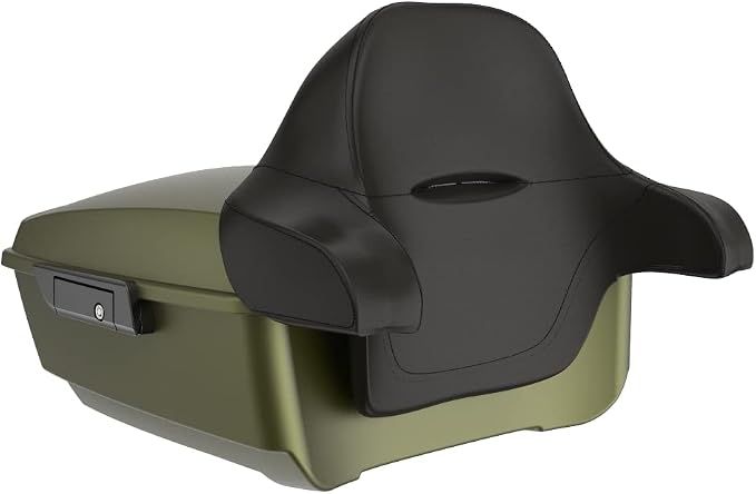 Advanblack Road Glide Tour Trunk Pack Mineral Green Denim King Tour Trunk Pack Luggage +Wrap-Around Backrest Pad for '97-'25 Harley Touring Road King Street Glide Electra Glide CVO models