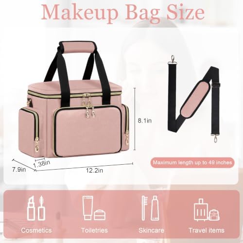 GDNasist Large Makeup Bag, Portable Travel Makeup Bag Organizer
