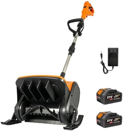 21V Cordless Snow Shovel, 13 Inch Brushless Electric Snow Blower 2×4.0Ah
