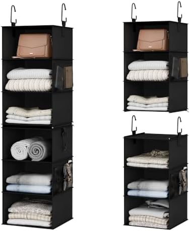 StorageWorks Hanging Closet Organizer, 6-Shelf with 2-in-1 Design, Ivory