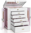 AKOZLIN 6-Tier Jewelry Box Organizer 5 Drawers Storage Extra Large White