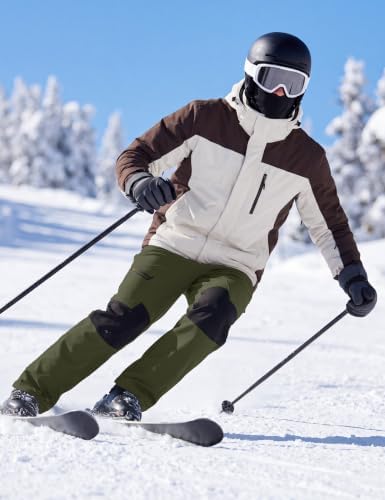 TACVASEN Men's Winter Snow Ski Pants Fleece Lined Waterproof Hiking Work
