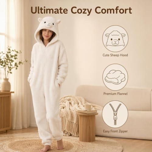 Snug Fit Unisex Adult Onesie Pajamas, Flannel Cosplay Animal One Piece Halloween Costume Sleepwear Homewear