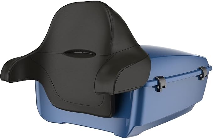 Advanblack Road Glide Tour Trunk Pack Legend Blue King Tour Trunk Pack Luggage +Wrap-Around Backrest Pad for '97-'25 Harley Touring Road King Street Glide Electra Glide CVO models