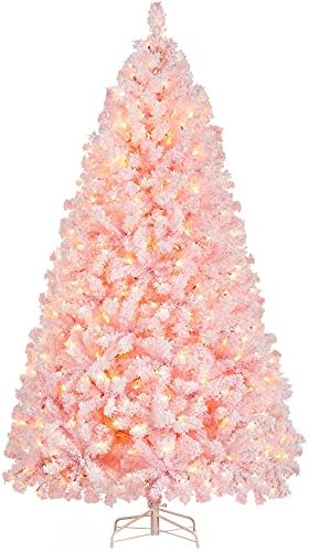Yaheetech 7.5ft Pre-Lit Pink Artificial Christmas Tree with 550 Lights