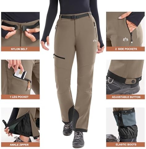 Heathyoga Snow Ski Pants Women Waterproof Softshell Insulated Winter Pants
