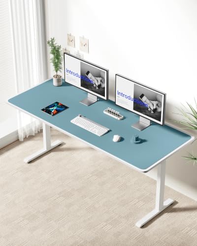 YSAGi Leather Desk Protector, Office Mat, Large Mouse Mat, Non-Slip PU Leather Blotter, Laptop Desk Mat, Waterproof Writing Pad for Office and Home(Aquamarine, 55" x 24")