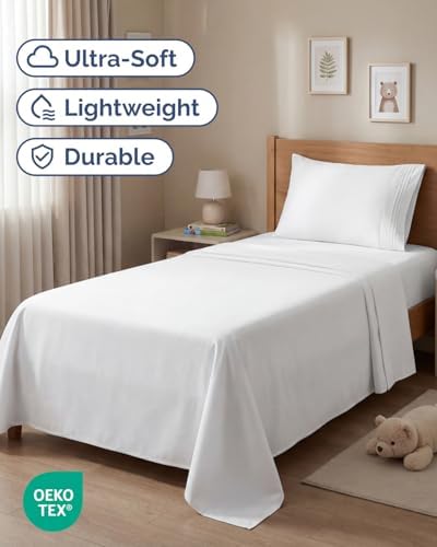 Twin Size 3 Piece Sheet Set - Comfy Breathable & Cooling Sheets - White