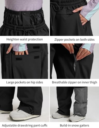 GSOU SNOW Mens Womens Baggy Snowboard Pants Loose Fit Ski Snow Pants