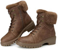 TEMOFON Ankle Boots for Women Winter: Comfortable Lace-up Combat Boot Warm