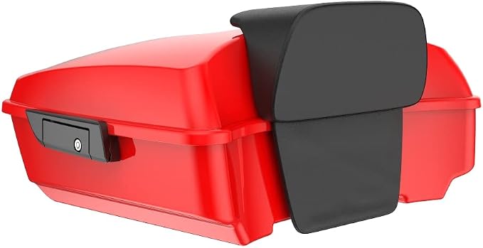 Advanblack Road Glide Tour Trunk Pack Scarlet Red Chopped Tour Trunk Pack Backrest Pad for '97-'25 Harley Touring Road King Street Glide Electra Glide CVO models