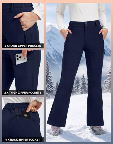 Women's Snow Ski Pants Fleece Lined Water Resistant Warm Flare Fit
