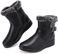 Womens Snow Boots Leather Winter Warm Boots Platform Ankle Booties