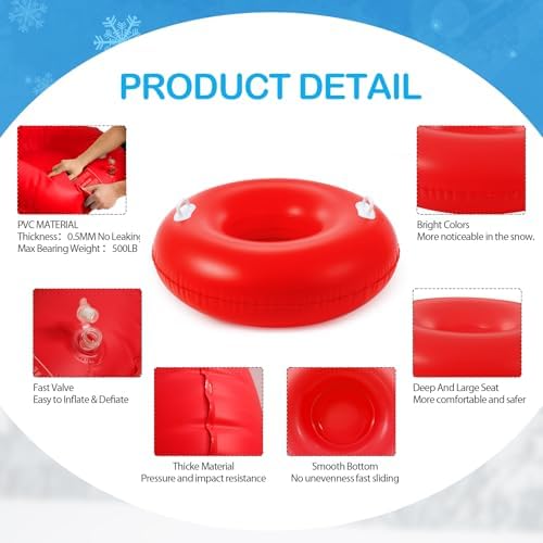 Shappy 4 Pack Inflatable Snow Tubes Heavy Duty