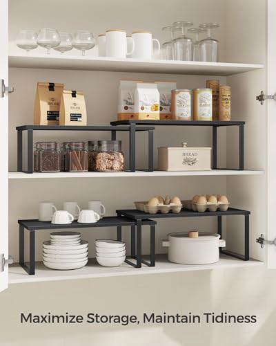 SONGMICS Cabinet Organizer Shelf, Set of 2 Spice Rack, Kitchen Storage