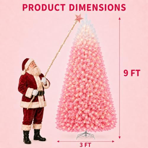 9ft Pre-Lit Artificial Christmas Tree, 600 Lights, 1918 Tips