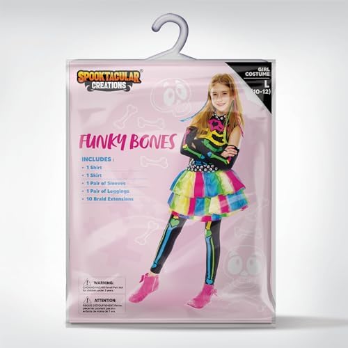 Spooktacular Creations Halloween Kids Skeleton Costume, Funky Punky Bone Skeleton Deluxe Costume, Halloween Girls Outfit