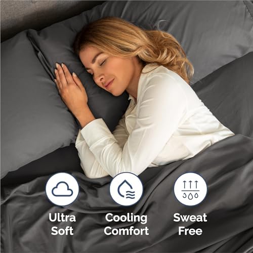 Split King Size 5 Piece Sheet Set - Breathable & Cooling Sheets - Charcoal