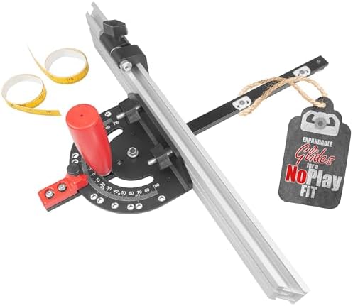 Precision Table Saw Miter Gauge with Fence & Zero Play Miter Bar,