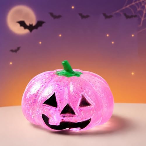 Halloween Decor Squeeze Fidget Toys Ghost Pumpkin Stress Halloween Squishy Toys Pumpkin Skeleton Shape Stress Relief(Pink)