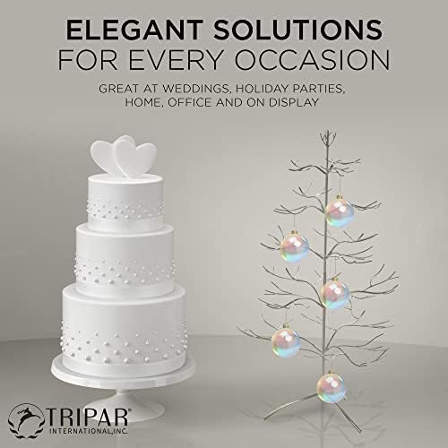 Tripar Christmas Tree Ornament & Jewelry Display, Silver Finish (3 Foot Height) - Decorative Wire Stand and Necklace Holder - 5 Tiers of Branches, Perfect for Wrought Iron Trees - Perfect Holiday Gift