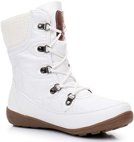 GLOBALWIN Women's Snow Boots Waterproof Mid-Calf Winter Boots for Women with Quilted Knit Panels, Warm Fleece Lining, and Non-Slip Insulated Outdoor Sole