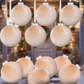 12 Pcs Jumbo Beige Velvet Christmas Balls Ornaments Bulk 6 Inch Extra Large Flocked Christmas Tree Ornaments Xmas Bulbs Decorations Giant Hanging for Outdoor Indoor Xmas Home Party