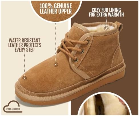 Project Cloud 100% Genuine Leather Ankle Boots for Women Chukka Booties