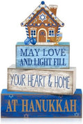 Lineshading 4 Pcs Table Decor for Home Shelf, Hanukkah Gingerbread House