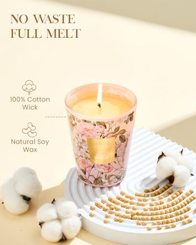 M&SENSE Rose Amber Soy Candle, 14.1oz, Romantic Candle Gift for Women