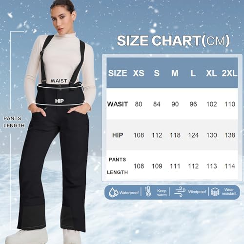 Womens Ski Pants Insulated Snow Pants Waterproof Winter Outdoor Hiking Pants Adjustable Waist Snowboard Pant