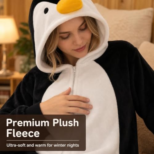 Snug Fit Unisex Adult Onesie Pajamas, Flannel Cosplay Animal One Piece Halloween Costume Sleepwear Homewear