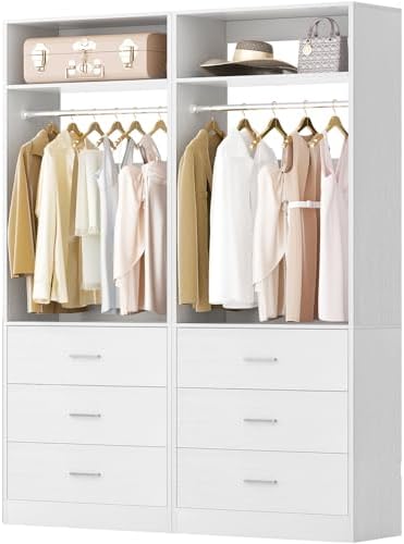 Besiost Closet Systems with 6 Wood Drawers, Closet System Set of 2