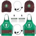 Kyson Halloween Barista Costume for Couples 2 Pack Of Green Arons and Cap Café Attendant Uniforms Coffee Maker Outfit