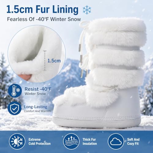 Furry Faux Fur Boots for Women Fuzzy Fluffy Winter Snow Boots Mid Claf