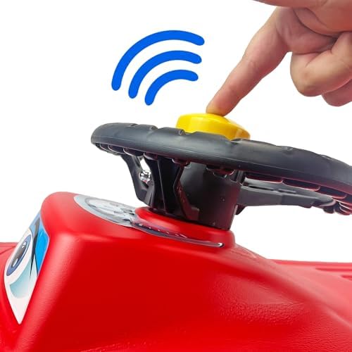 Snow Sled for Kids - SnoWheel Sledge - Toboggan with Pull Rope and Decorative Steering Wheel; Outdoor Plastic Winter Sleigh for Toddlers & Kids
