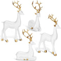 Thyle 4 Pcs Christmas Reindeer Decor Indoor Small White Resin Deer Figurine