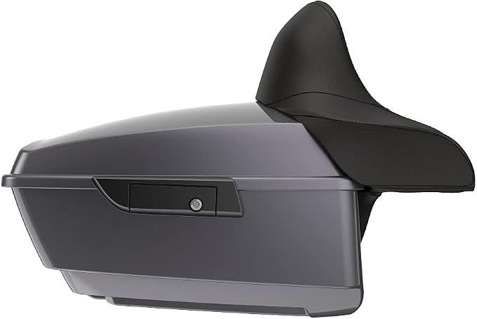 Advanblack Road Glide Tour Trunk Pack Smoke Gray King Tour Trunk Pack Luggage +Wrap-Around Backrest Pad for '97-'25 Harley Touring Road King Street Glide Electra Glide CVO Models