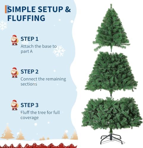 GarveeHome 6ft Prelit Artificial Christmas Tree, Hinged Branches & 800 Tips