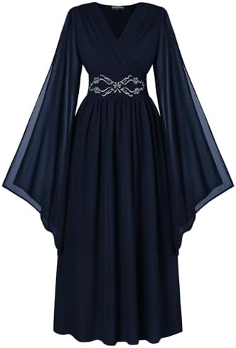 Scarlet Darkness Women's Renaissance Costume V Neck Medieval Fairy Dresses