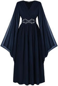 Scarlet Darkness Women's Renaissance Costume V Neck Medieval Fairy Dresses