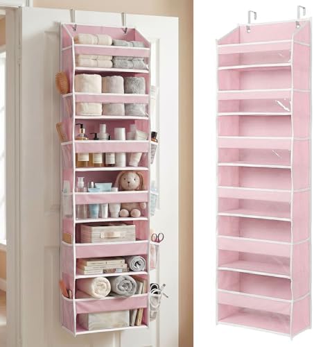 HOMELUX THEORY Over the Door Organizer, 6-Tier, 100D Fabric, Baby Pink 1pc