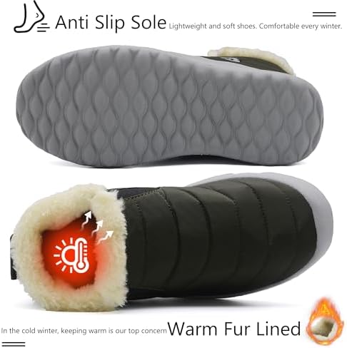 Winter Boots for Women Lightweight Comfortable Plush Waterproof Stylish Solid Color Ladies Ankle Shoes