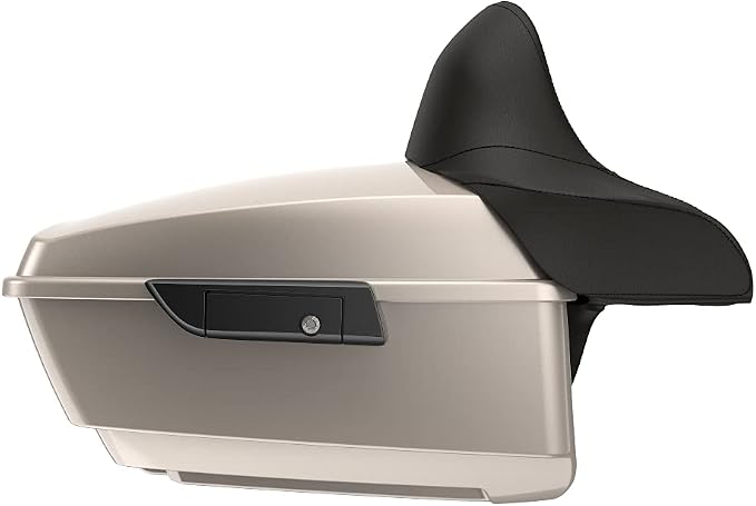 Advanblack Road Glide Tour Trunk Pack Silver Fortune King Tour Trunk Pack Luggage +Wrap-Around Backrest Pad for '97-'25 Harley Touring Road King Street Glide Electra Glide CVO models