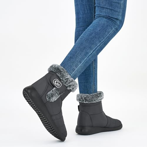 Winter Snow Boots for Women: Comfortable Warm Fur Lined Ankle Booties Non Slip Waterproof Boots for Outdoor Walking