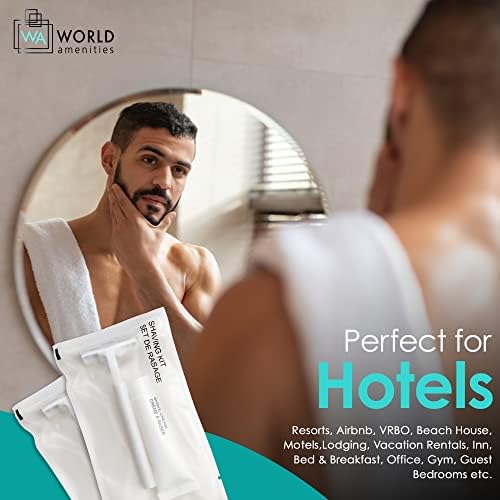 World Amenities Shave Kit (Clear Frosted Sachet) - Hotel Amenities - Includes Twin Blade Razor and Moisturizing Shave Cream