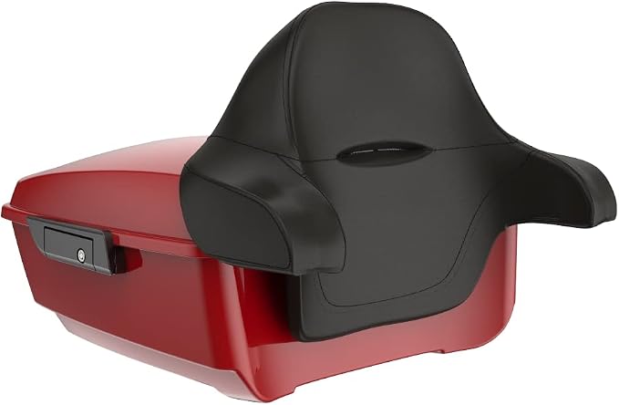 Advanblack Harley Road Glide Tour Trunk Pack Redline Red King Tour Trunk Pack Luggage +Wrap-Around Backrest Pad for '97-'25 Harley Touring Road King Street Glide Electra Glide CVO models