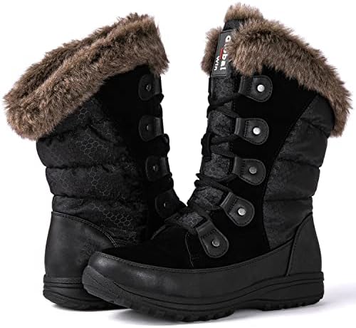 GLOBALWIN Women's Snow Boots Waterproof Mid-Calf Winter Boots with Thermal Fleece Lining, Insulated Cold Weather Protection, and Non-Slip Sole for Snowy Commutes