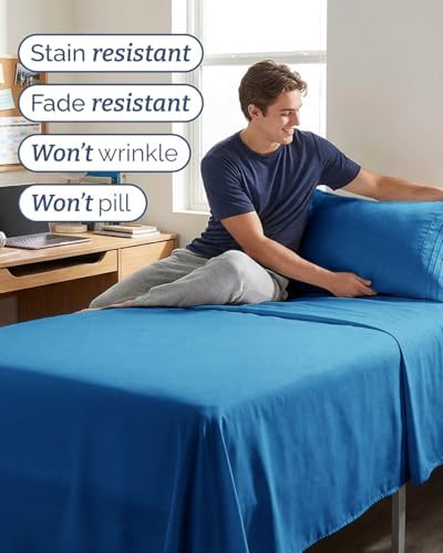 Twin XL Size 3 Piece Sheet Set - Breathable & Cooling Sheets - Royal Blue