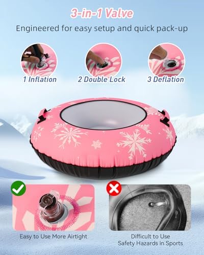 42" Heavy Duty Snow Tube 1/2 Pack with Premium Canvas Cover for Kids Ages 13+ Adults, Inflatable Snow Tube Sled with Thickened Bottom Tow Strap Repair Kit, Outdoor Winter for Sledding